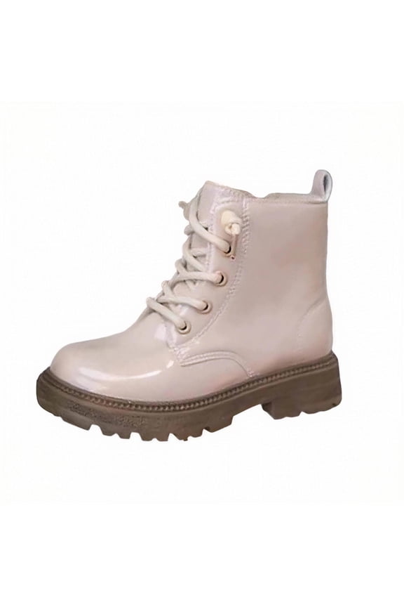 Girls Ankle Boots Soft Sole Leather Shoes Matt Finish Kids Booties Casual Comfortable Footwear for Toddlers,Size:4.5-5 Years