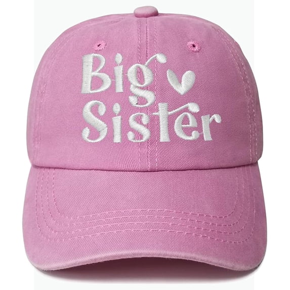REDARER Girls "Big Sister" Heart Embroidered Baseball Cap Adjustable Kids Sun Hat for Toddler,One Size
