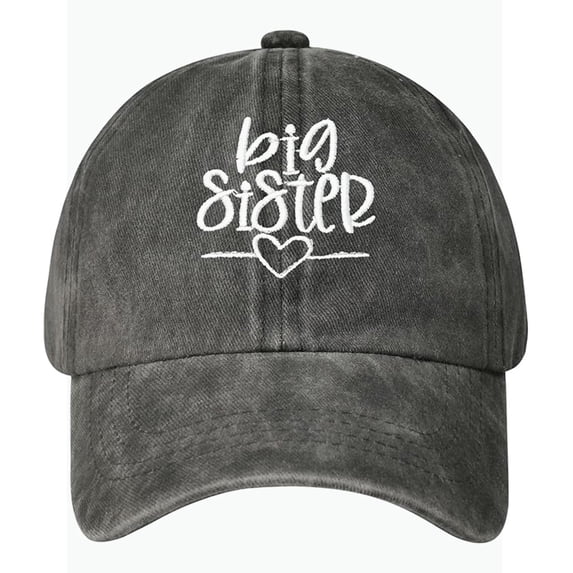 REDARER Girls "Big Sister" Heart Embroidered Baseball Cap Washed Adjustable Kids Sun Hat for Toddler,One Size