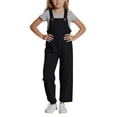 thumbnail image 1 of REDARER Girls Black Overalls, Sleeveless Adjustable Loose Fit Casual Long Romper Jumpsuits,15-16 Years, 1 of 4
