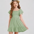 thumbnail image 1 of REDARER Girls Boho Dress, Square Neck Ruffle Sleeve Tie Back Tiered Ruffle A-Line Summer Dress for Casual Outings,8-9 Years, 1 of 9