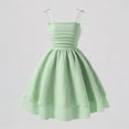 thumbnail image 1 of REDARER Girls Bow Tie Strap Dress Ruched Tiered Sleeveless Green Summer Casual Party Dress,10 Years, 1 of 5