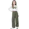 thumbnail image 1 of REDARER Girls' Bowknot Print Long Sleeve Top & Cargo Pants 2-Piece Stylish Fall Casual Comfortable Daily Outfit for Toddler & Youth,13-14 Years, 1 of 9