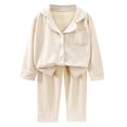 thumbnail image 1 of REDARER Girls Thermal Pajama Set Double Velvet 2 Piece, Soft Lapel Collar Homewear for Toddlers Kids Winter,11-12 Years, 1 of 4