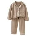 thumbnail image 1 of REDARER Girls Thermal Pajama Set Double Velvet 2 Piece, Soft Lapel Collar Homewear for Toddlers Kids Winter,9-10 Years, 1 of 4
