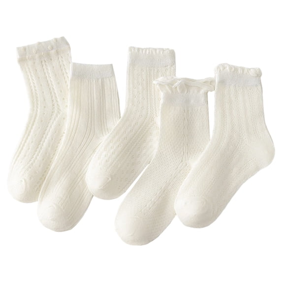 REDARER Girls Breathable Mesh Ankle Socks, 5-Pack Strawberry Print & Ruffle Trim Socks for Everyday Casual Wear,9-12 Years