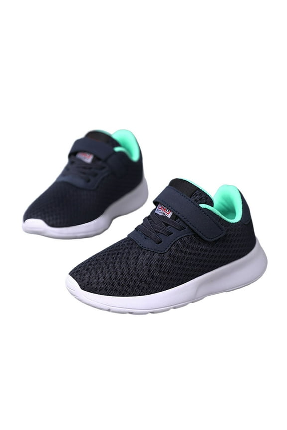 Girls' Breathable Mesh Sneakers - Lightweight Running Shoes for Kids, Hook & Loop Athletic Shoes for School & Outdoor Play,Size:3