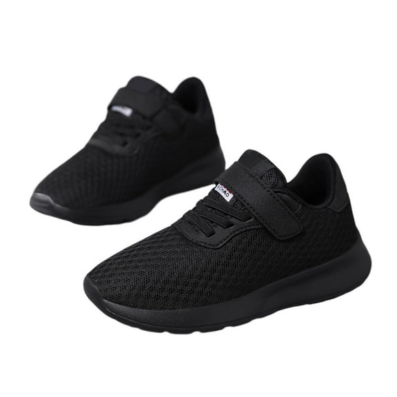 REDARER Girls Breathable Mesh Sneakers, Lightweight Sports Shoes with Hook Loop - Comfortable for Running & Outdoor Play,Color:Black,Size:10-10.5 Years