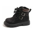 thumbnail image 1 of REDARER Girls British Style Ankle Boots - Soft Sole Leather Upper with Buckle Lace & Side Zipper, Comfortable,Size:9.5-10 Years, 1 of 8