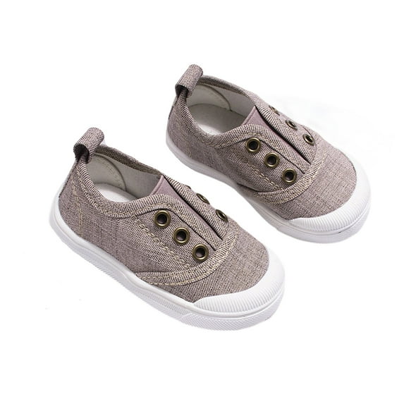 REDARER Girls Canvas Sneakers - Lightweight -On Shoes for Toddlers, Non- Comfortable Everyday Walking & Play Shoes,Color:Coffee,Size:18-24 Months