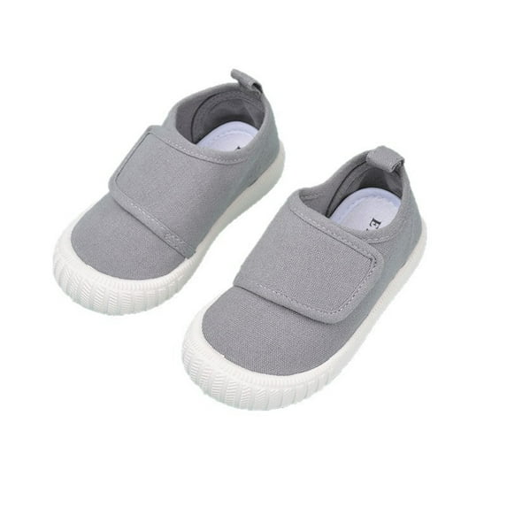REDARER Girls Casual Sneakers - Soft Sole Canvas Shoes for Toddlers with Hook Loop Closure, Lightweight Comfortable Everyday Wear,Color:Grey,Size:5-5.5 Years