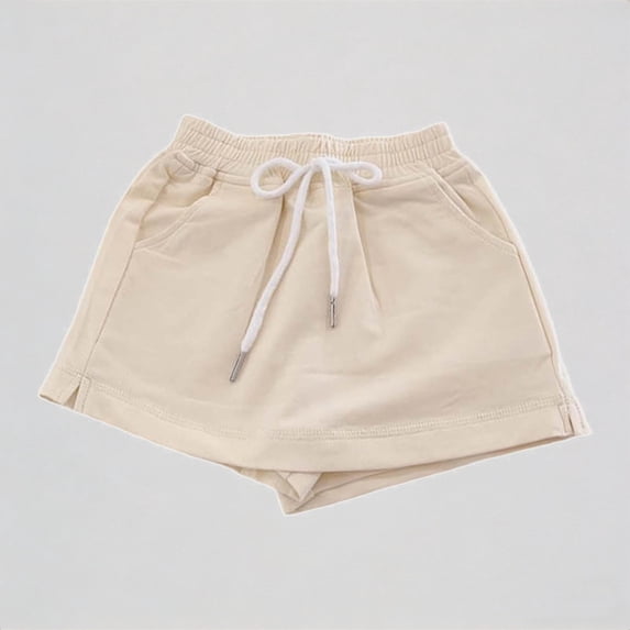 REDARER Girls Casual Solid Color Skorts with Elastic Waist & Drawstring Comfortable Summer Playwear for Kids,4-5 Years