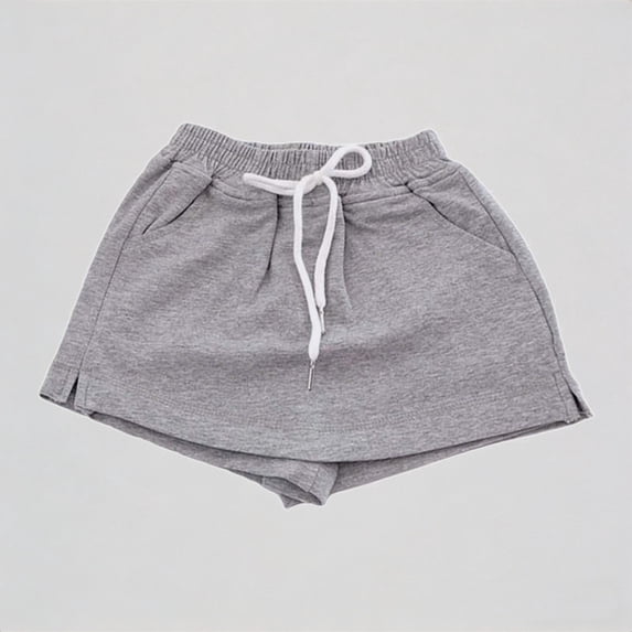 REDARER Girls Casual Solid Color Skorts with Elastic Waist & Drawstring Comfortable Summer Playwear for Kids,7-8 Years