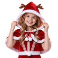 thumbnail image 1 of REDARER Girls Christmas Hooded Cape Cute Reindeer Antler Xmas Shawl Velvet Holiday Costume Cape for Kids Party Cosplay,32CM, 1 of 4