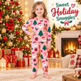 thumbnail image 1 of REDARER Girls Christmas Santa Reindeer All Over Print Two Piece Pajama Set Long Sleeve Crew Neck Top and Pants Soft Loungewear for Christmas Eve Family Matching Sleepwear,5-6 Years, 1 of 4