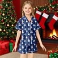 thumbnail image 1 of REDARER Girls Christmas Tree Dot Print Faux Silk Pajama Set Short Sleeve Lapel Button Shirt and Shorts Kids Family Matching Holiday Sleepwear,4-5 Years, 1 of 3