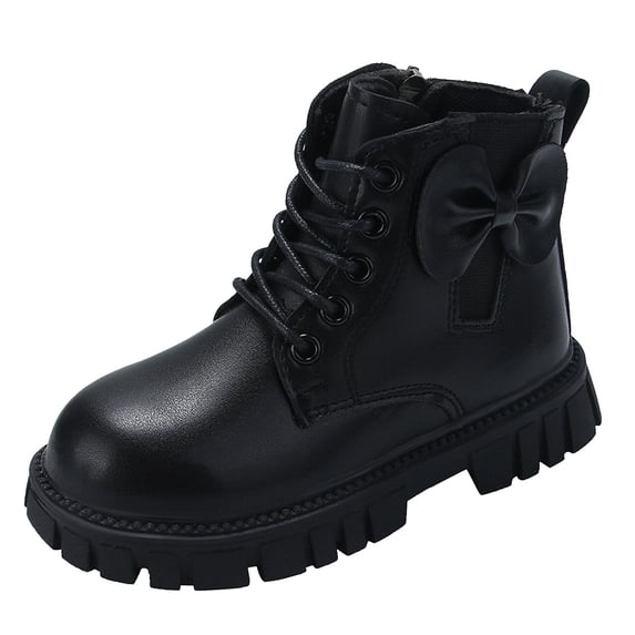REDARER Girls' Heel Booties - Soft Sole Ankle Boots in | Comfortable & Stylish for Casual Wear,Color:Black,Size:10.5-11 Years