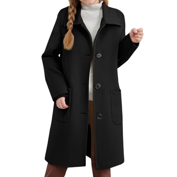 REDARER Girls Classic Trench Coat Single Lapel Collar Long Coat Timeless Outerwear for School and Casual Wear,10-11 Years