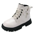 thumbnail image 1 of REDARER Girls' Comfort Ankle Boots - Soft Sole Casual Booties for Everyday Wear,Color:Z4 White,Size:7-8 Years, 1 of 8