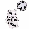 thumbnail image 1 of REDARER Girls Cow Print Tankini Set, Ruffle Two Piece Swimsuit with Matching Swim Cap,18-24 Months, 1 of 4