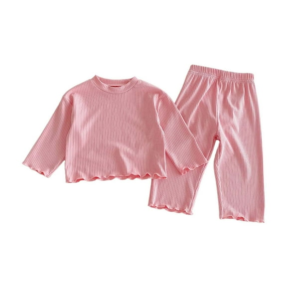 REDARER Girls' Cozy Solid Color Versatile Two Piece Set Home Wear,Size 5-6 Years