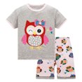 thumbnail image 1 of REDARER Girls Crew Neck Ringer Short Sleeve Animals Print Tee Elastic Waist Shorts 2Pc Sleep Pajama Set,4-5 Years, 1 of 2
