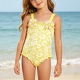 thumbnail image 1 of REDARER Girls Daisy Print One-Piece Swimsuit, Ruffle Bathing Suit with 3D Flower Accents,24-36 Months, 1 of 4