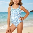 thumbnail image 1 of REDARER Girls Daisy Print One-Piece Swimsuit, Ruffle Bathing Suit with 3D Flower Accents,6-12 Months, 1 of 4