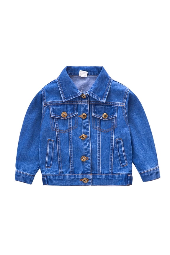 Girls Denim Jacket, Fashion Casual Coat for Toddler Kids, Korean Style Spring Outerwear,Size:4-5 Years