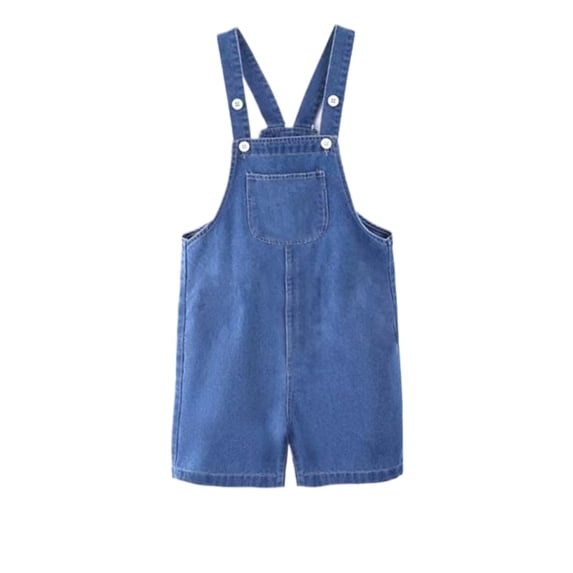REDARER Girls Denim Overalls, Elastic Waist Adjustable Straps, Casual Play Romper for Spring Summer Daily Wear,7-8 Years