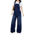 thumbnail image 1 of REDARER Girls Denim Overalls Washed Wide Leg Jumpsuit Casual Fashion Toddler Youth Overall Pants,10-12 Years, 1 of 6