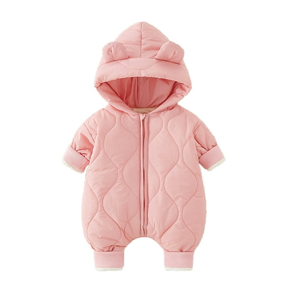 REDARER Girls Down Jumpsuit Winter Wear Baby Romper Snowsuit Thickened Warm Outfit Full Cozy,Size:6-12 Months