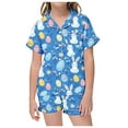 thumbnail image 1 of REDARER Girls' Easter Print Pajama Set - Short Sleeve Top & Shorts Two-Piece Sleepwear,Size 12-13 Years, 1 of 3