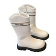 thumbnail image 1 of REDARER Girls Fashion Boots Side Zipper Ankle Booties, Leather Letter Detail Tall Boots for Kids, Soft Sole Casual Fall Winter Shoes,Color:White,Size:4-4.5 Years, 1 of 9