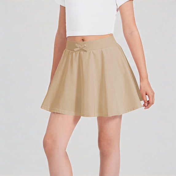 REDARER Girls Flared Skater Skirt with Bow Decor Elastic Waistband Casual Athletic Tennis Skirt for Tweens & Teens,7-8 Years