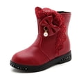 thumbnail image 1 of REDARER Girls Flat Boots Korean Style Princess Ankle Boots Warm Lined Mid Calf Winter Snow Boots,Girls Boots,Size:7.5-8 Years, 1 of 9
