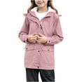 thumbnail image 1 of REDARER Girls Lined Raincoat Windproof Softshell Jacket, All Weather Hooded Coat for Kids Outdoor Activities,9-10 Years, 1 of 8