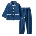 thumbnail image 1 of REDARER Girls Pajamas Set Winter Thermal Sleepwear Cozy Loungewear Outfit Soft Comfortable Homewear For Kids,Color:Blue,Size:13-14 Years, 1 of 2