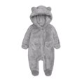 thumbnail image 1 of REDARER Girls Romper Hooded Jumpsuit Winter Warm Pajama Outfit Soft Cozy Toddler Baby One-Piece,Size:0-3 Months, 1 of 7
