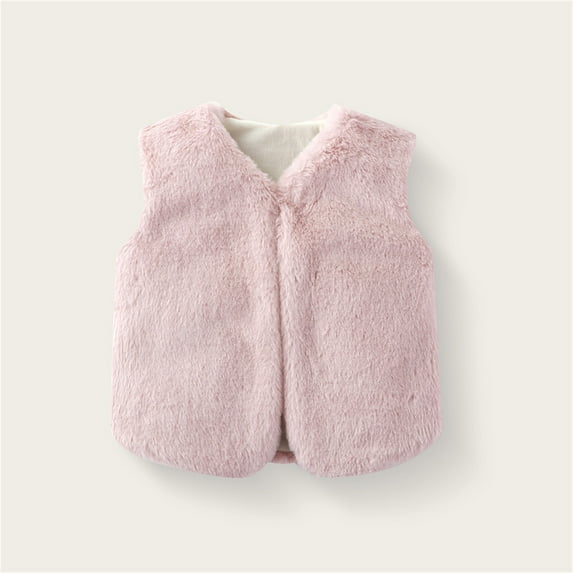 REDARER Girls Vest Long Pile Sleeveless Jacket Warm Winter Fall Outerwear Toddler Kids Fashion,Size:6-12 Months