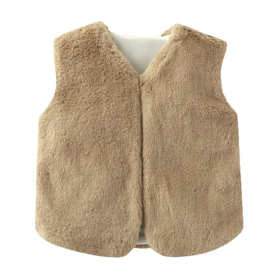 REDARER Girls Vest, Long Pile Sleeveless Jacket for Toddler Kids, Warm Winter Fall Fashion Outerwear,Size:6-12 Months