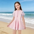thumbnail image 1 of REDARER Girls Floral Sleeve Swim Dress with Half Zip Front UPF 50+ One Piece Skirted Swimsuit,7-8 Years, 1 of 8