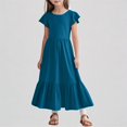 thumbnail image 1 of REDARER Girls' Flutter Sleeve Maxi Dress with Ruffled Hem & Pockets Loose Casual Flowy Summer Dress,10-11 Years, 1 of 6