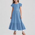 thumbnail image 1 of REDARER Girls' Flutter Sleeve Maxi Dress with Ruffled Hem & Pockets Loose Casual Flowy Summer Dress,8-9 Years, 1 of 6