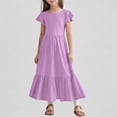 thumbnail image 1 of REDARER Girls' Flutter Sleeve Maxi Dress with Ruffled Hem & Pockets Loose Casual Flowy Summer Dress,8-9 Years, 1 of 6
