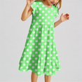 thumbnail image 1 of REDARER Girls Flutter Sleeve Polka Dot Tiered Midi Dress Casual Summer Outdoor Play Comfortable Easy Care Dress for Kids,13T, 1 of 4