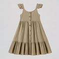 thumbnail image 1 of REDARER Girls' Flutter Strap Button-Down Tiered Maxi Dress Casual Ruffle Hem Summer Dress,4-5 Years, 1 of 5
