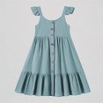 thumbnail image 1 of REDARER Girls' Flutter Strap Button-Down Tiered Maxi Dress Casual Ruffle Hem Summer Dress,4-5 Years, 1 of 5