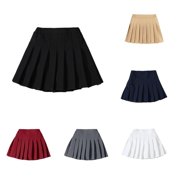 REDARER Girls Full Side Elastic High Waist Pleated Skirt Even Box Press Pleats Flared Mini Swing Hem Soft Wear Resistant Tennis Sport Versatile Casual Back to School Skirt,17-18 Years