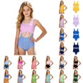 thumbnail image 1 of REDARER Girls Gingham Cutout One Piece Swimsuit, Checkered Bathing Suit with Bow Tie,9-10 Years, 1 of 4